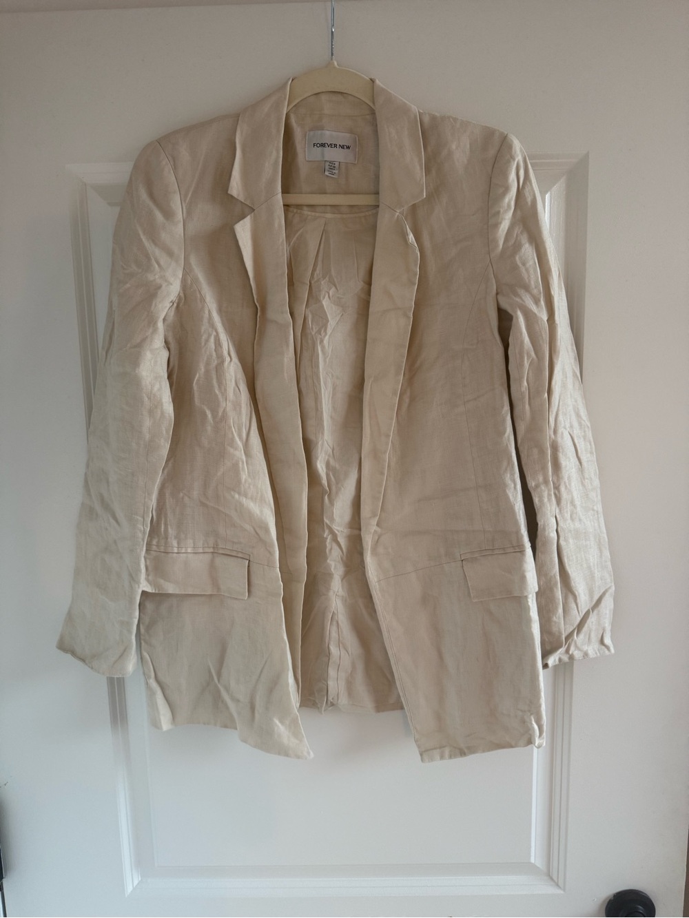 Forever New Cream Linen Blend Blazer Jacket